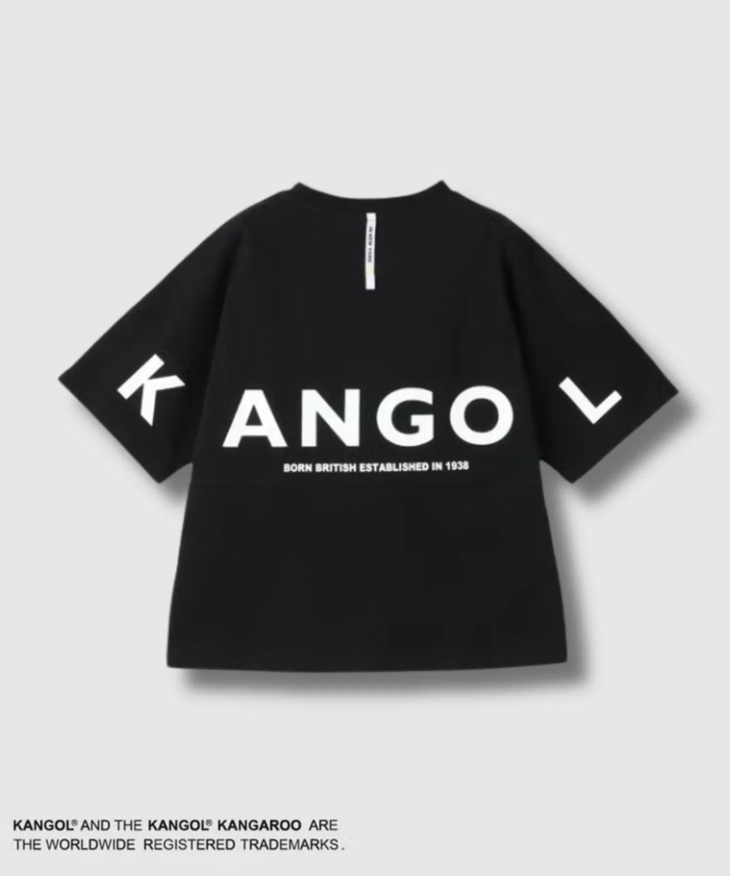 Футболка KANGOL с принтом на спине, хлопковая, чёрная