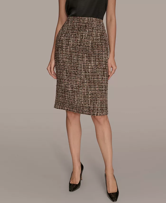 

Женская твидовая миди-юбка-карандаш Donna Karan New York, коричневый