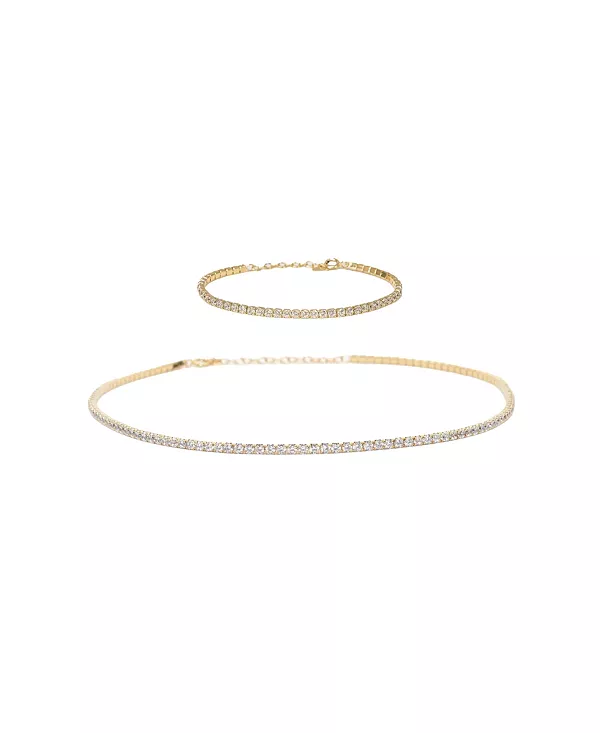 

Комплект из колье и браслета Cherie Tennis из стерлингового серебра 18 карат с позолотой Bearfruit Jewelry, gold