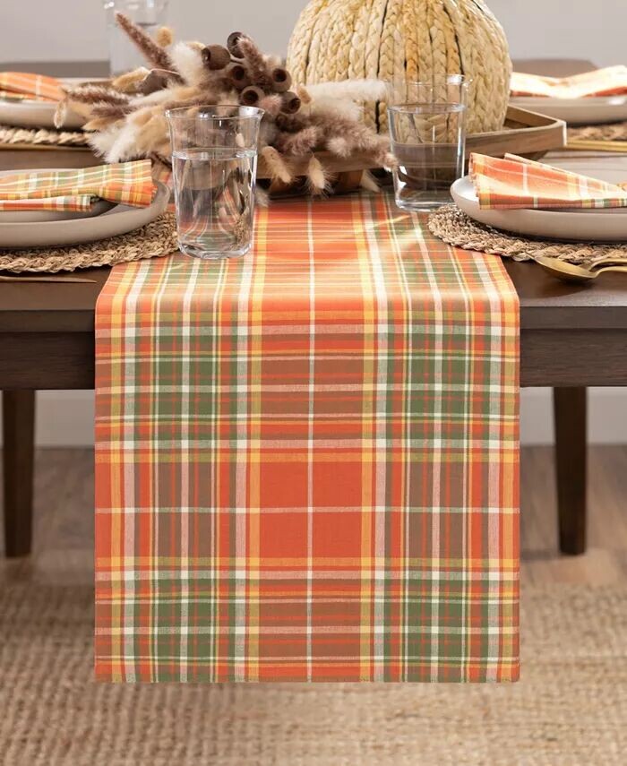 

Хлопковая скатерть Hawley Plaid Harvest, 13 x 70 дюймов Elrene, мультиколор