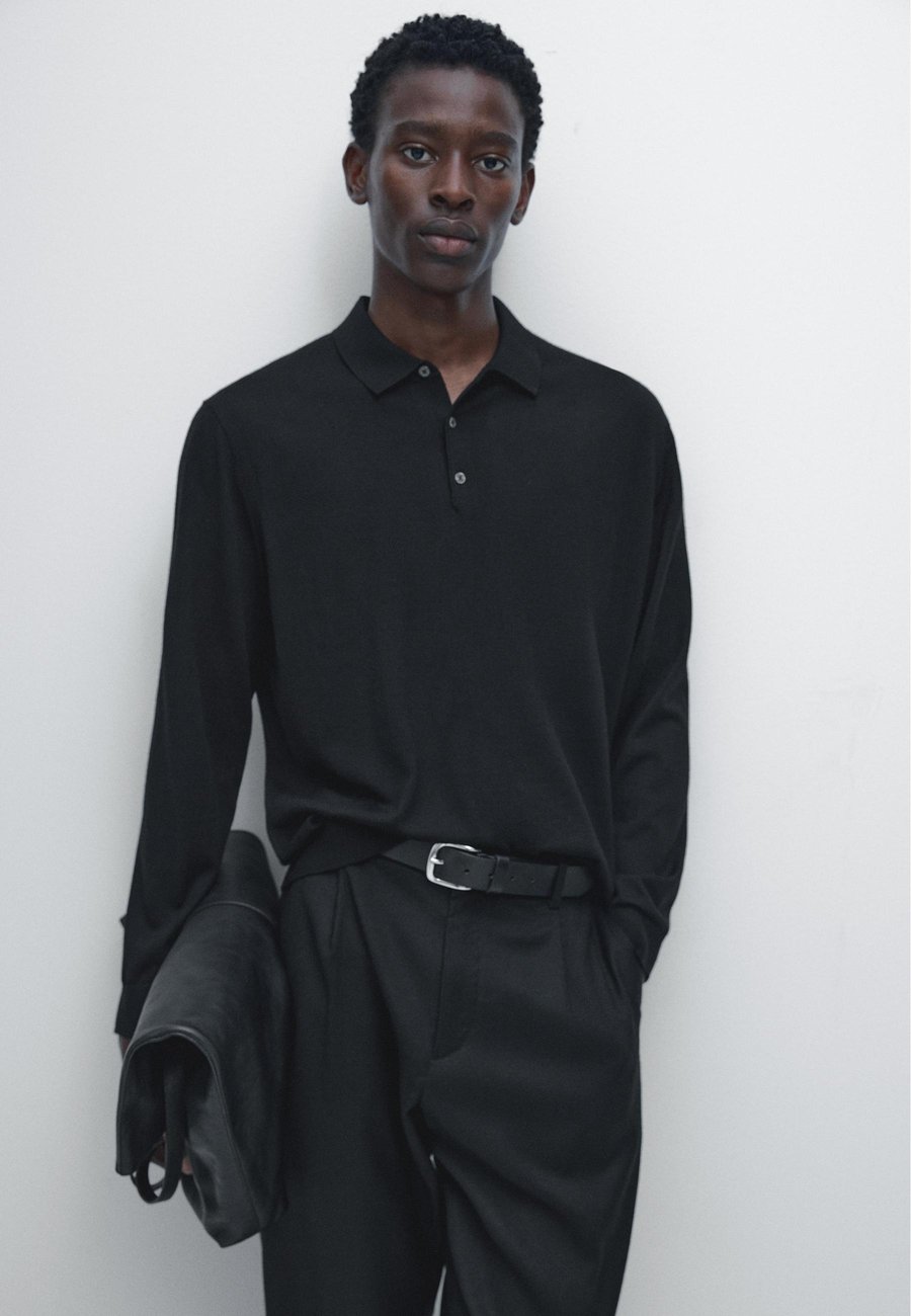 

Поло Massimo Dutti MERINO POLO COLLAR LONG SLEEVE, Black