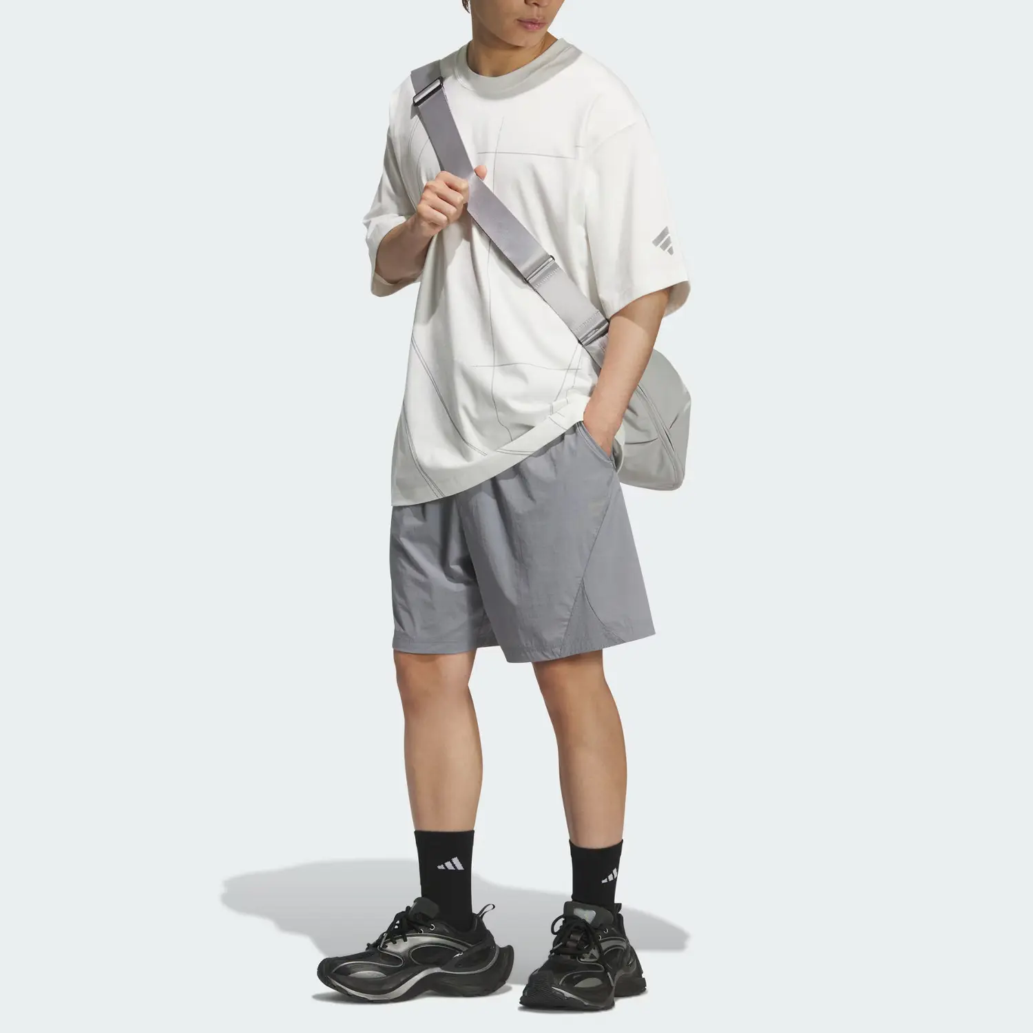 FOS SS25 WOVEN повседневные шорты мужские Adidas, светло-серый — фото 4