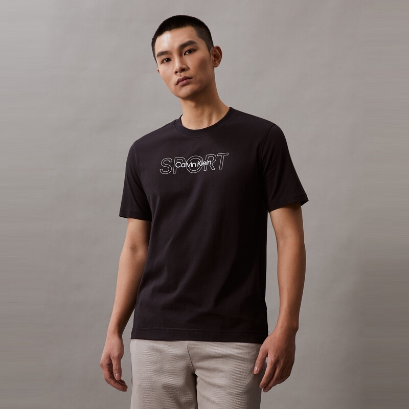 

Футболка хлопковая мужская Calvin Klein Sports с буквенным принтом, синий