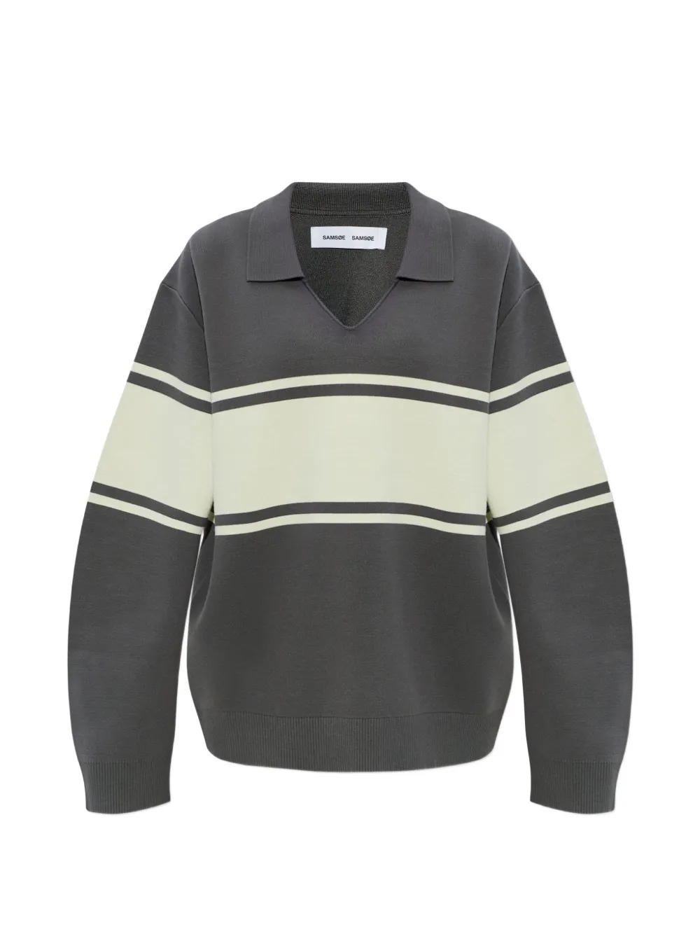 

Полосатый свитшот Saanne с воротником Samsoe Samsoe, серый