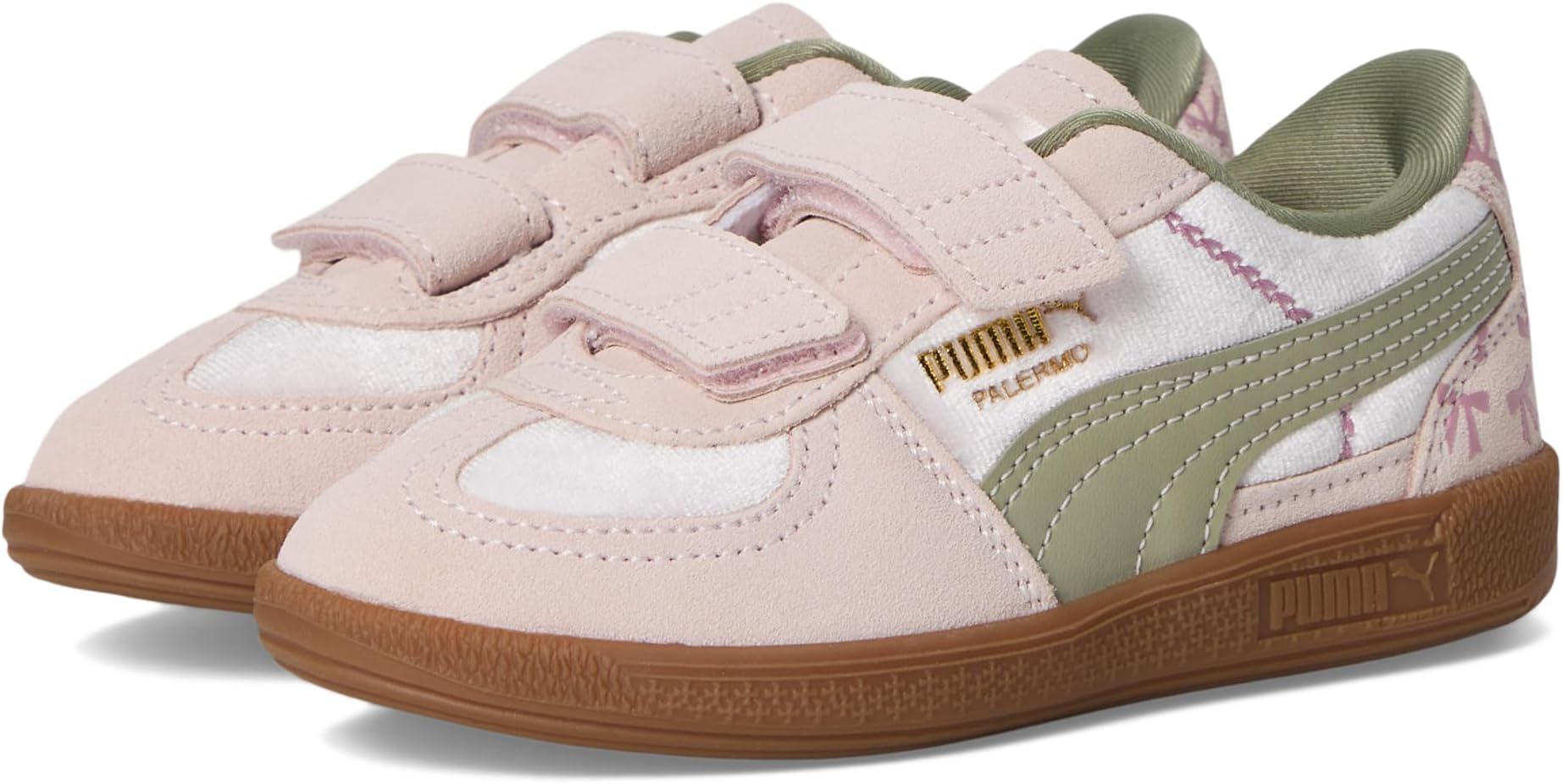 

Кроссовки PUMA Kids Palermo Hook And Loop Shoes, цвет Jasmine Flower/Lux Army