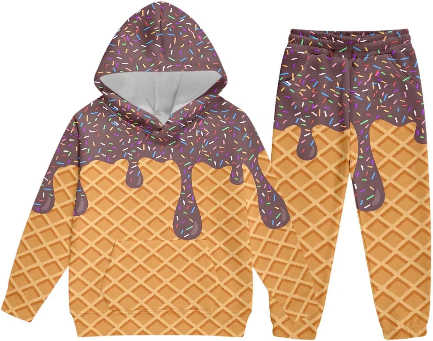 Детский спортивный костюм с принтом мороженое, Generic, 13-brown — фото 4