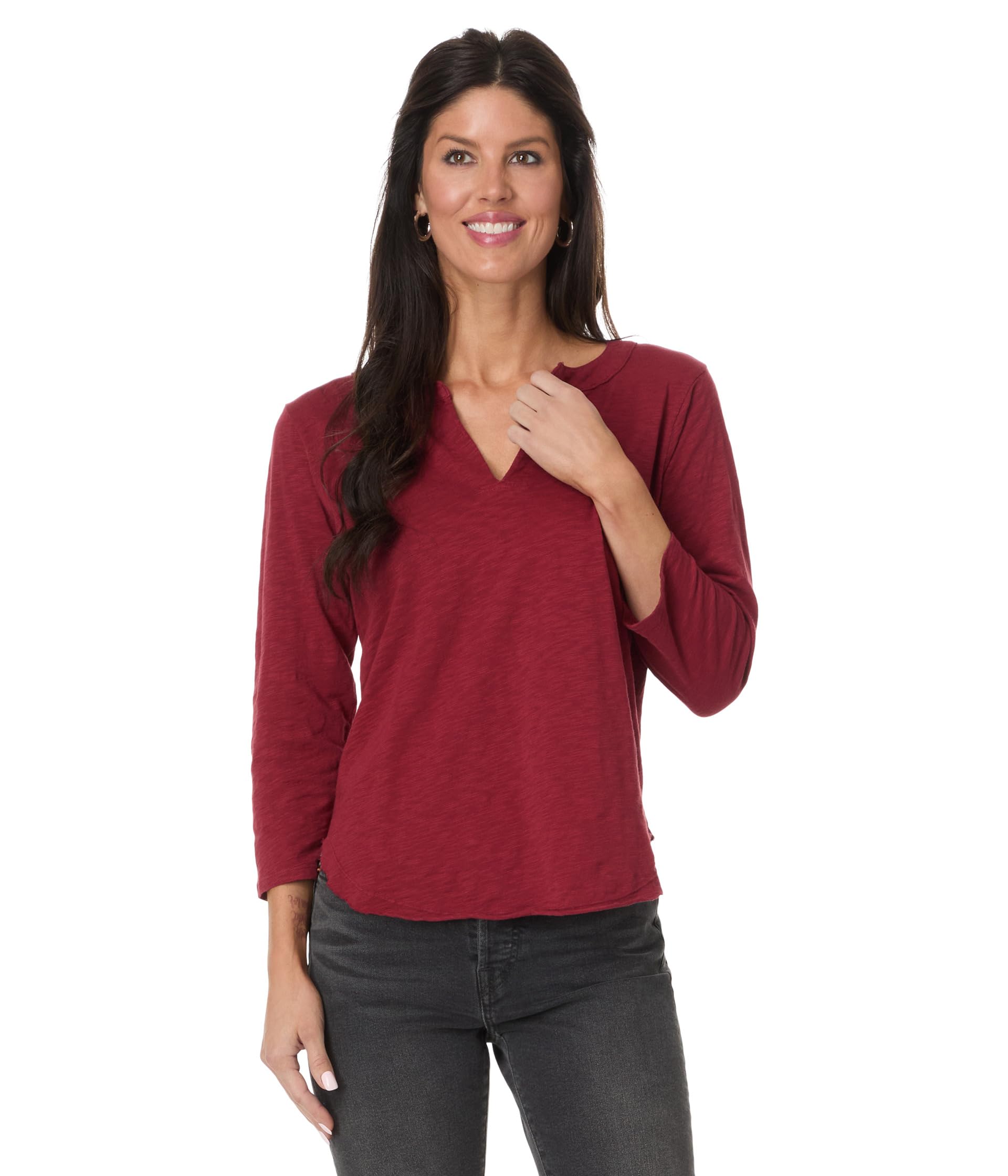 

Футболка Mod-o-doc 3/4 Sleeve Split Neck Mandarin Tee, Maple Sugar