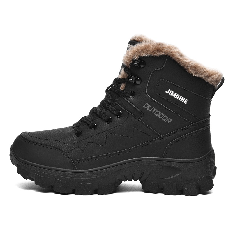 

King Jinmai Тёплые и водостойкие короткие полусапоги мужские чёрные, цвет Black
