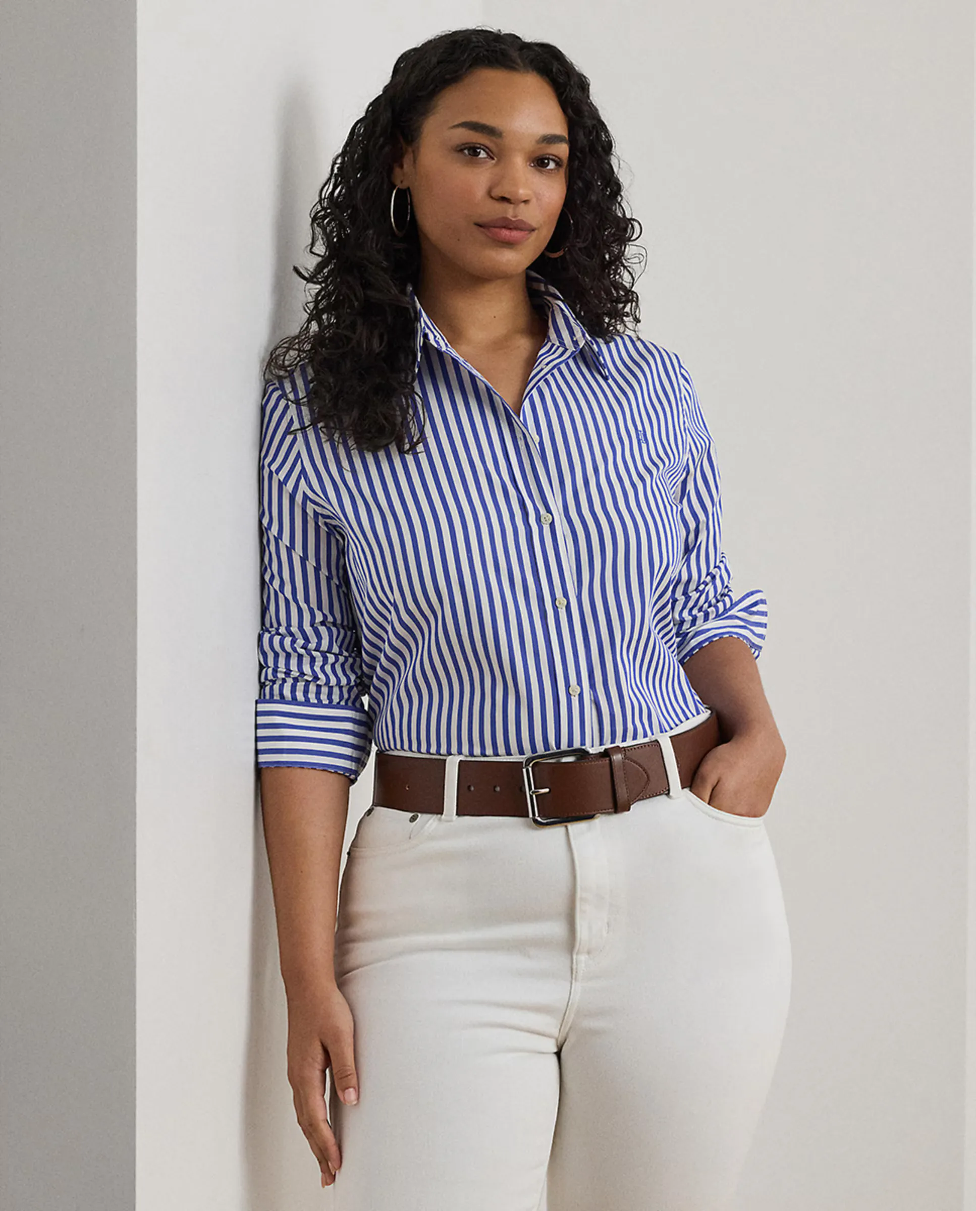 

Женская хлопковая рубашка Classic Fit Lauren Ralph Lauren Woman, синий