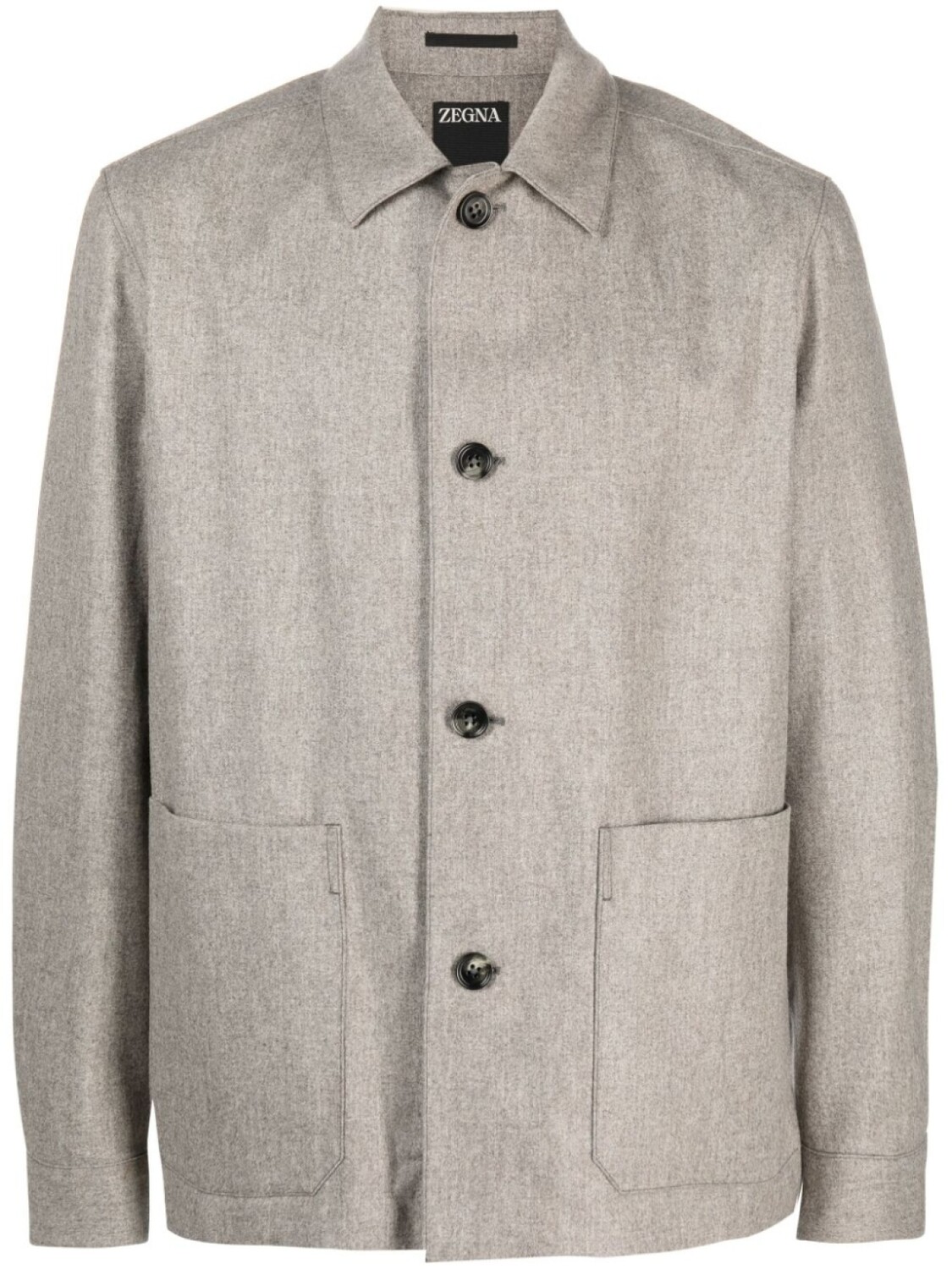 

Zegna шерстяная куртка-рубашка на пуговицах, серый