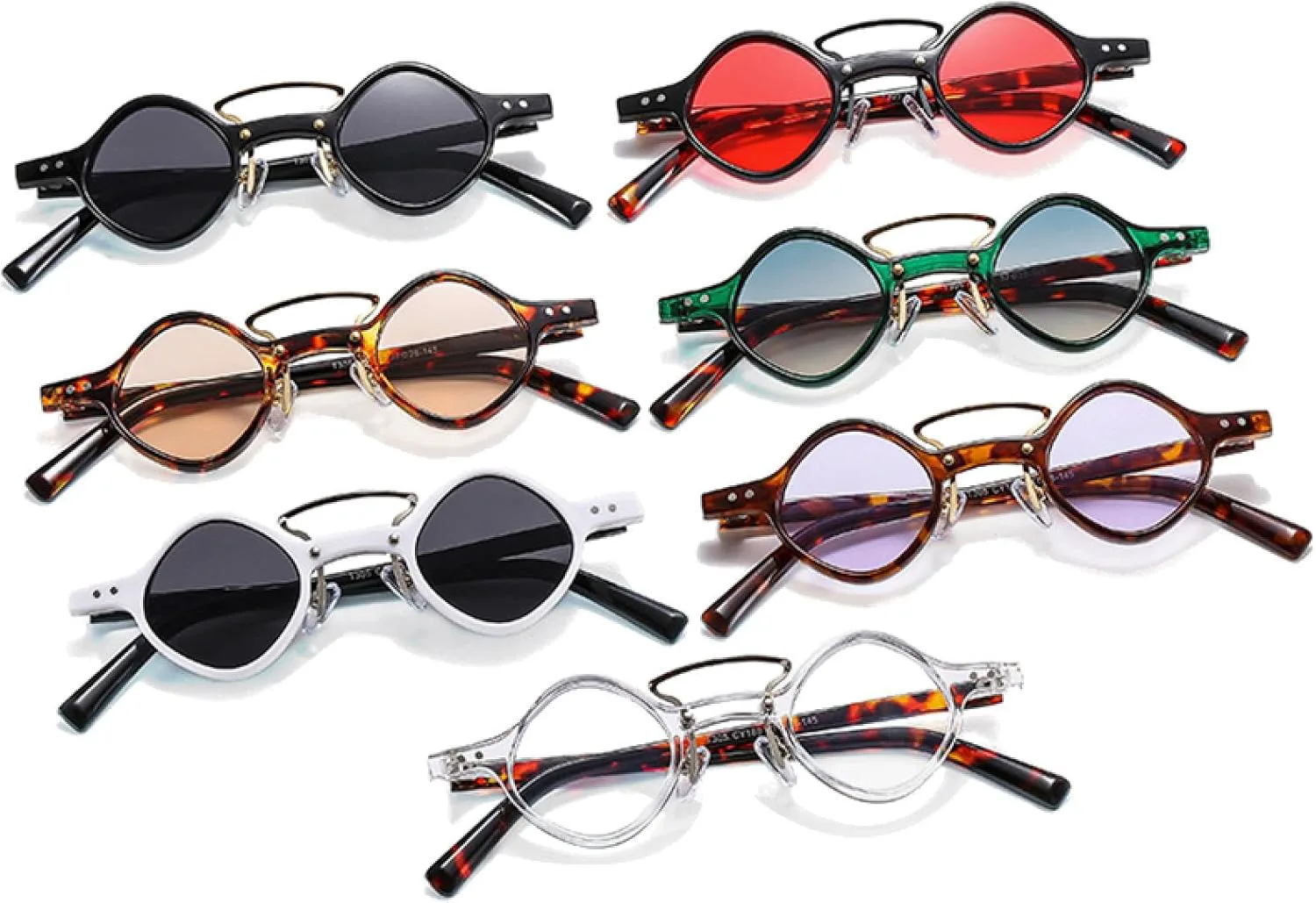 

Солнцезащитные очки с двойной перемычкой, маленькие, женские, красно-фиолетовые, с защитой от УФ-излучения UV400, мужские, с заклепками DSVIGF, Black Grey