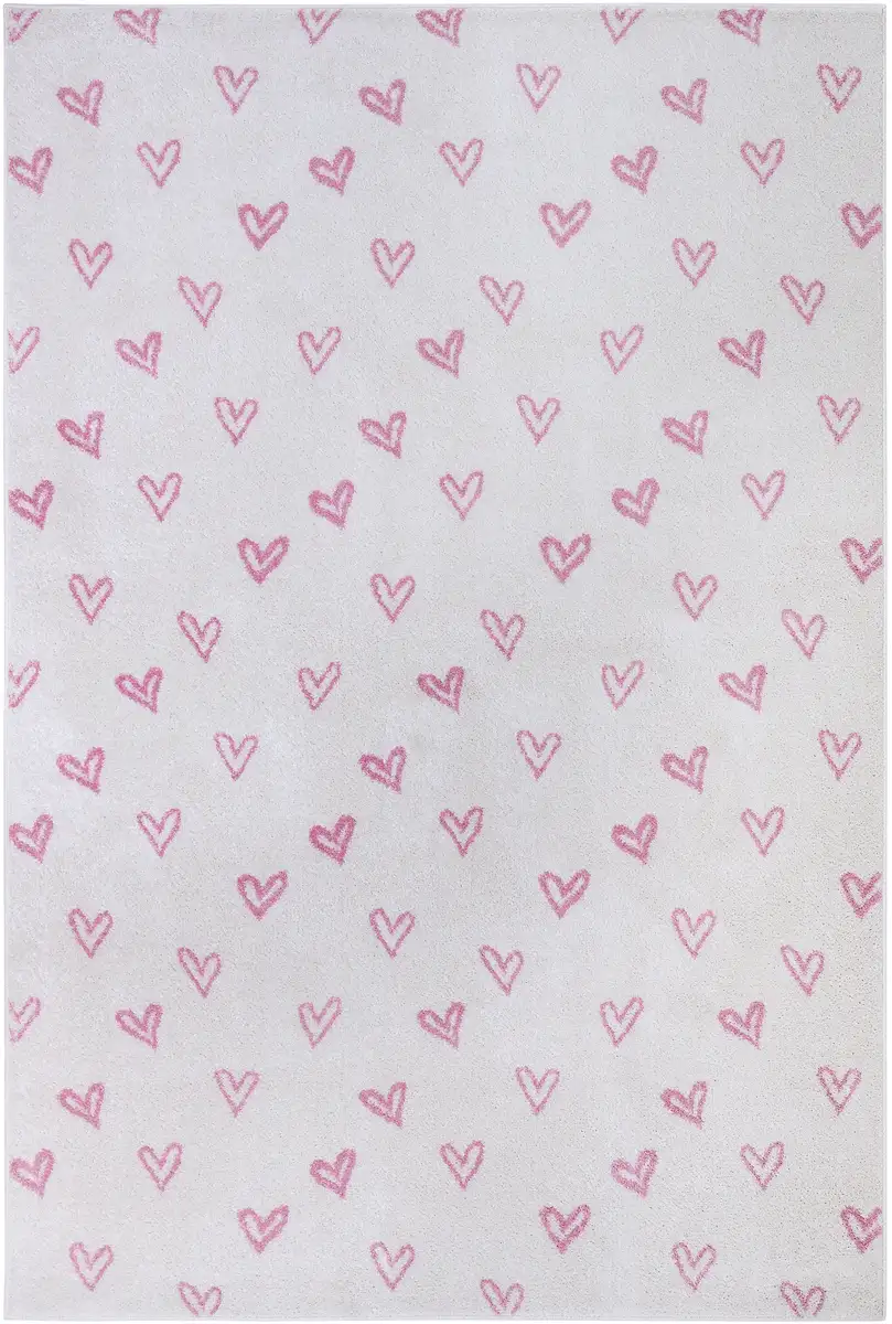 

HANSE Home детский ковер "Adventures Hearts", прямоугольный, игровой коврик, мягкий, детская комната, короткий ворс, игровой коврик, ковер 120х170 см, кремовый/розовый