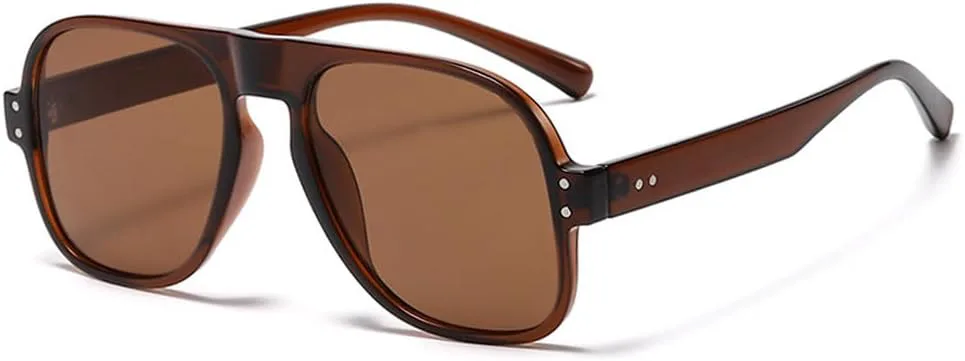 

Мужские солнцезащитные очки в стиле ретро, ​​конфетные оттенки, защита от УФ-излучения UV400; женские солнцезащитные очки с заклепками TKKTLLT, Brown Tea