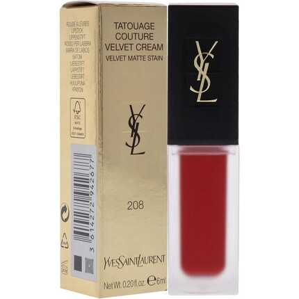 Губная помада Tatouage Couture Velvet Matte Cream 208 Rouge Faction Red, 0,2 унции, Yves Saint Laurent — фото 3