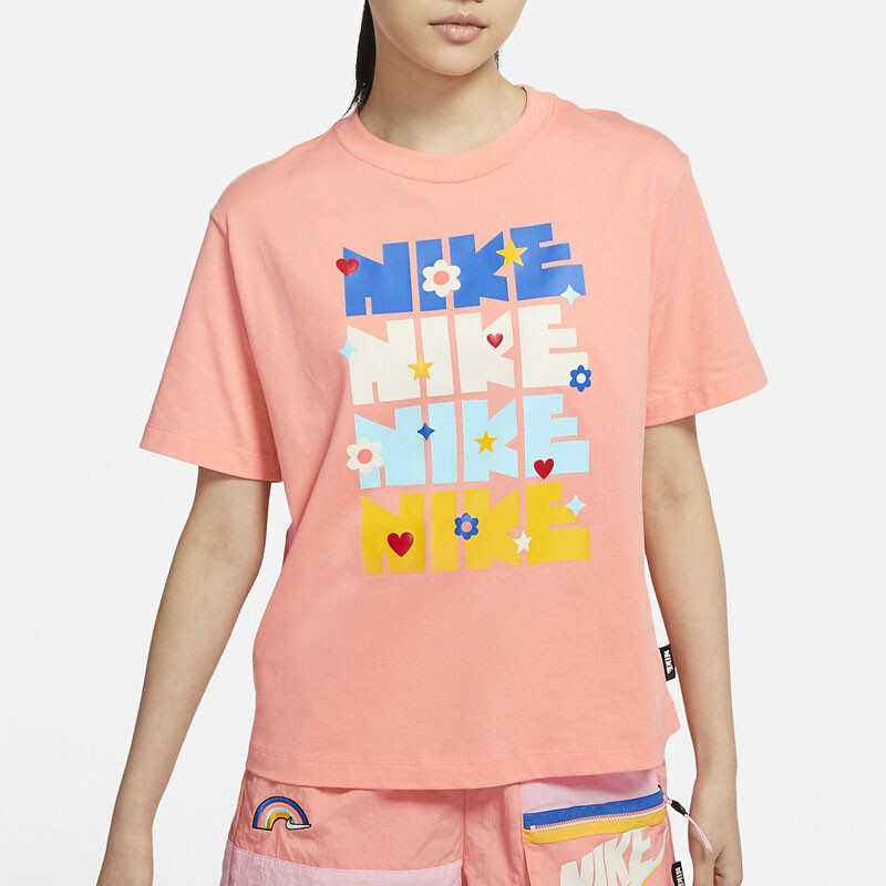 Футболка Nike Sportswear Essential Printing Round-neck DJ5377-641, розовый — фото 3