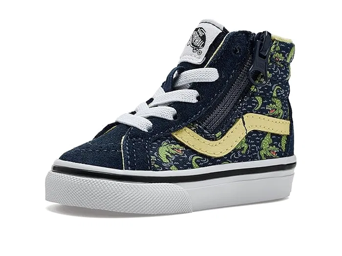 Кроссовки Sk8-Hi Reissue Side Zip Vans Kids, Glow Croc Navy/Yellow — фото 2