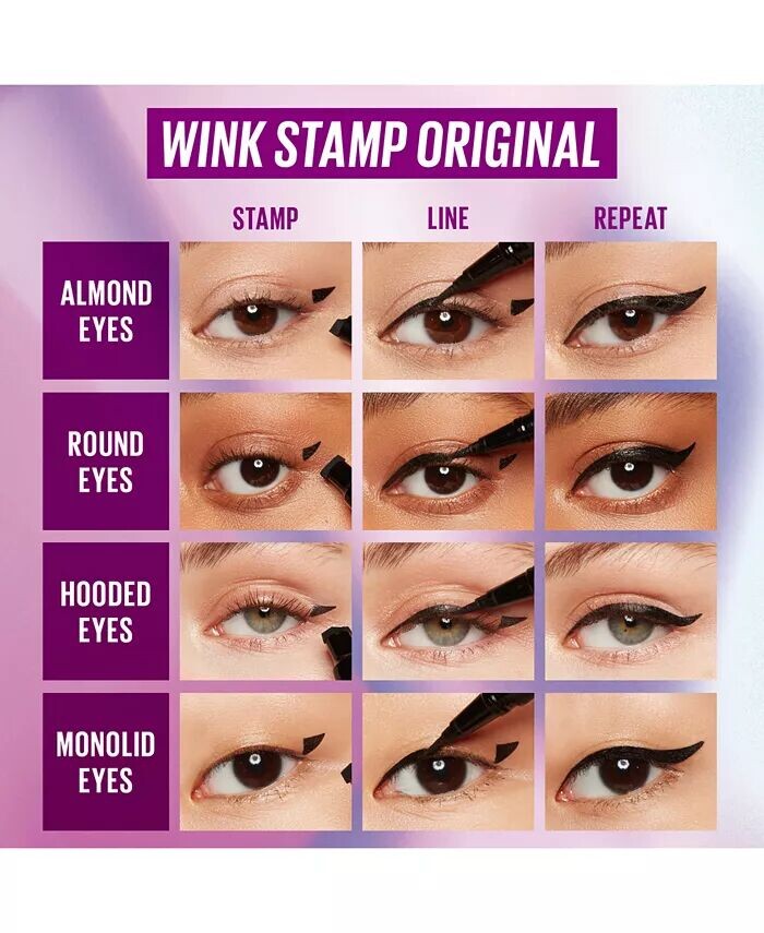 Wink Stamp Оригинальная водонепроницаемая подводка для глаз с крылышками, штамп и ручка Kaja, цвет Ink Black — фото 2