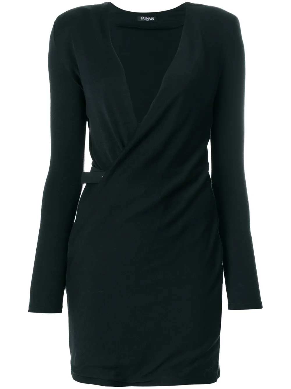 

V-neck crossover dress BALMAIN, черный