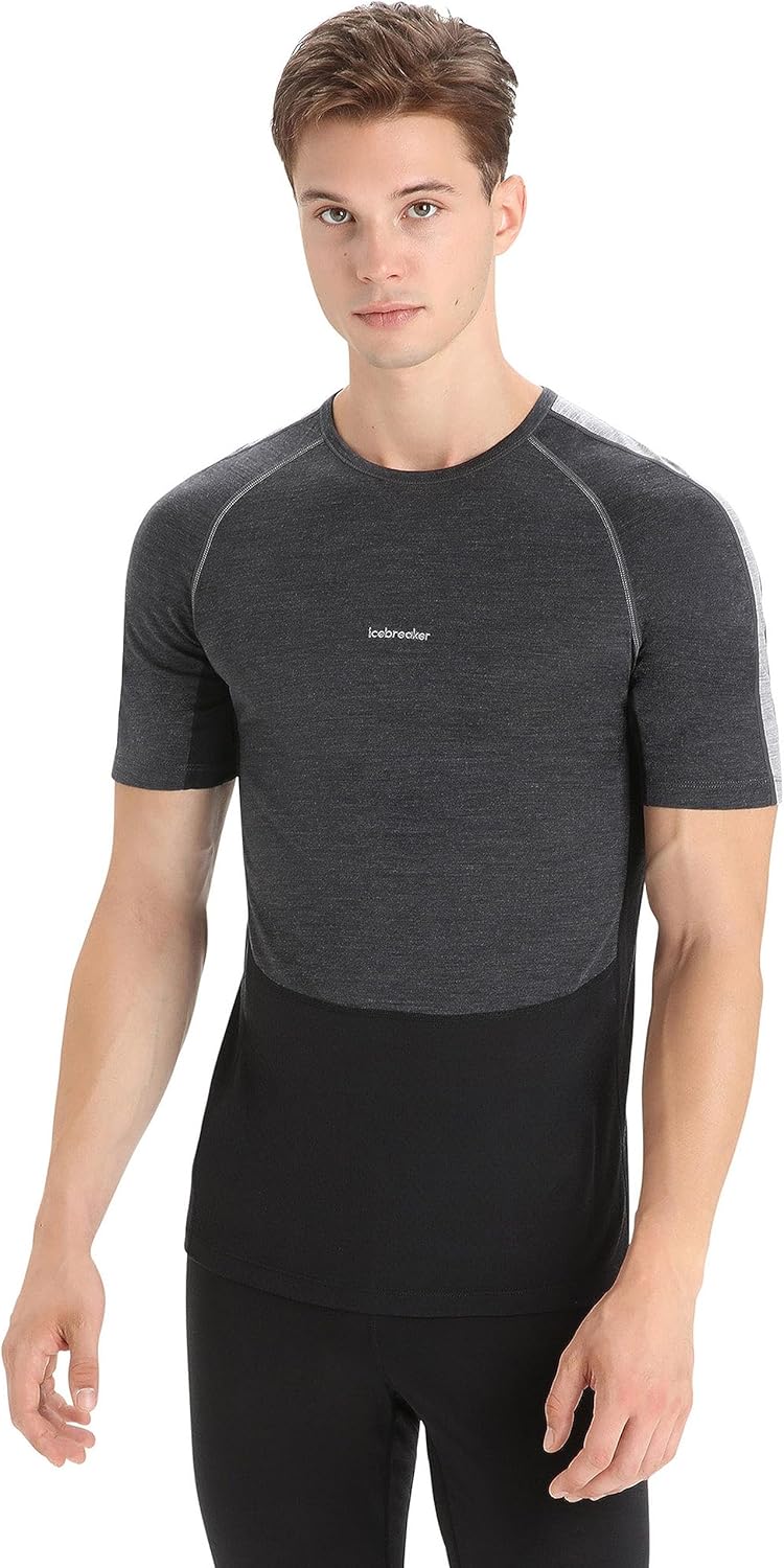 

Icebreaker Men's 125 Zoneknit Ss Crewe, Jet Heather/Black/Metro Heather/Cb