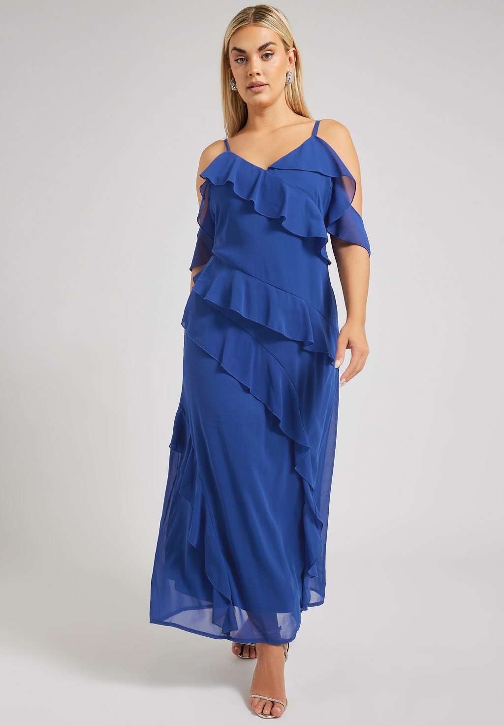 

Платье макси RUFFLE COLD SHOULDER Yours Clothing, темно-синий