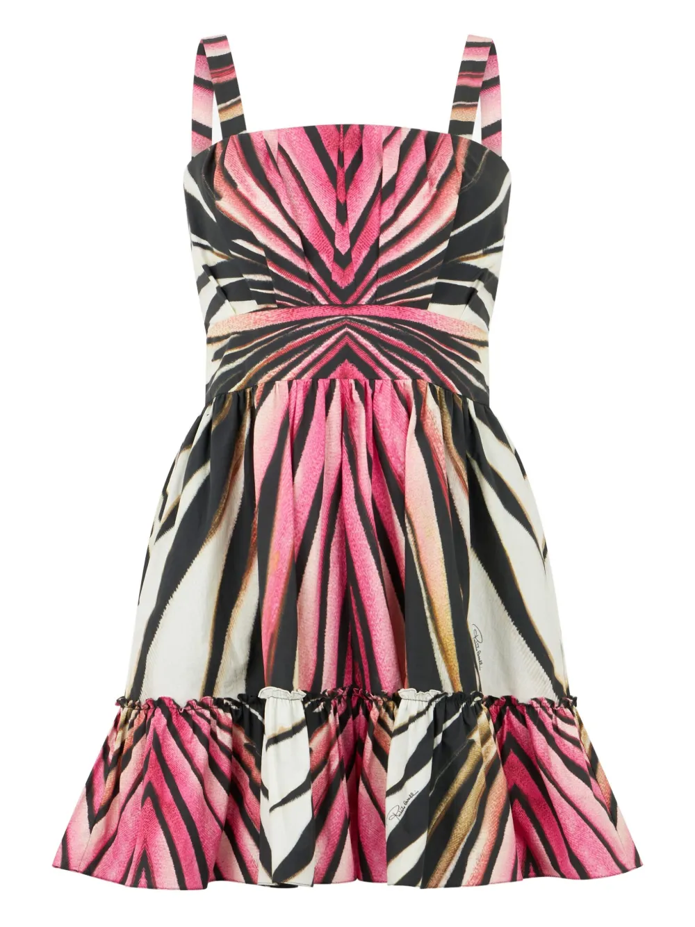 Ярусное платье с принтом Ray Of Pink Roberto Cavalli, розовый