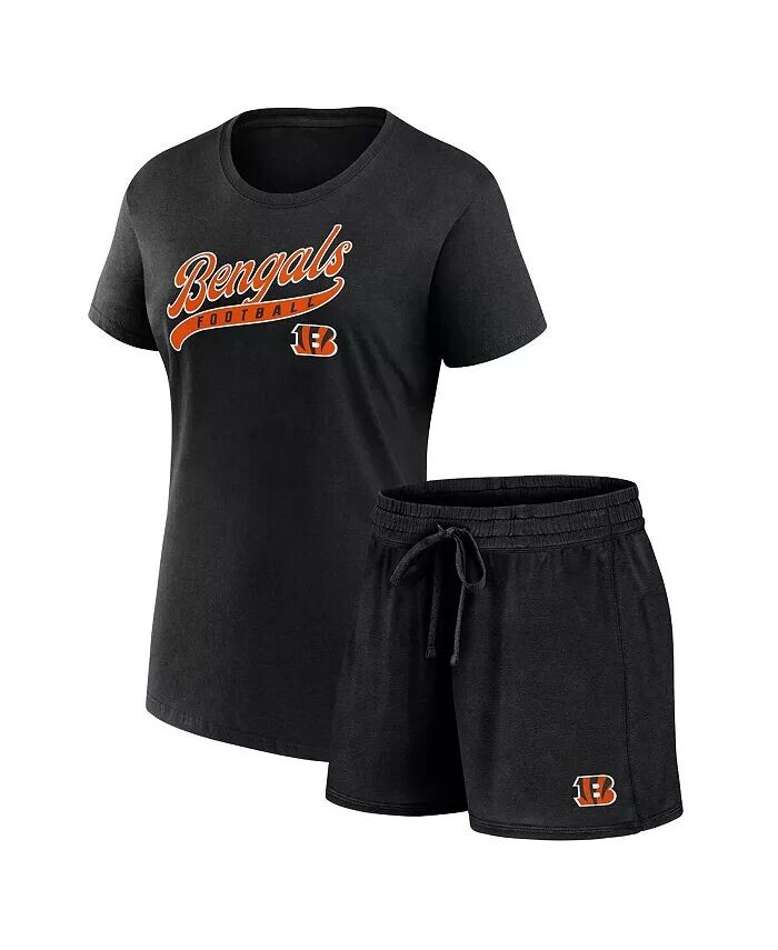 

Женская черная футболка Cincinnati Bengals Start to Finish с шортами Fanatics