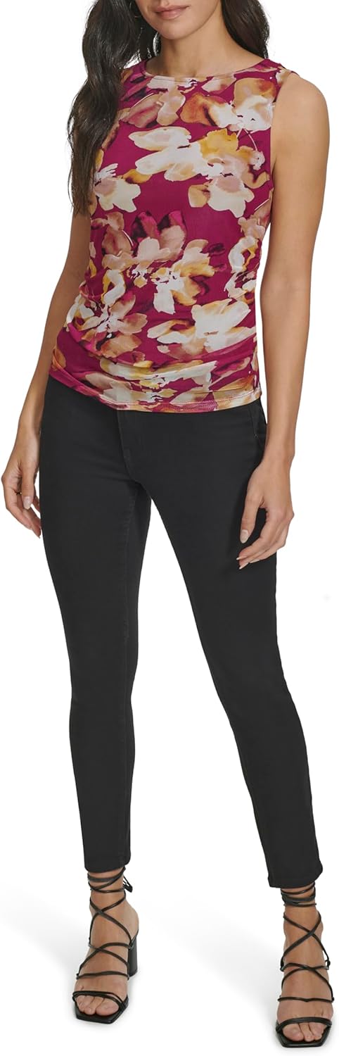 

Женская трикотажная блузка без рукавов Calvin Klein с рюшами, Jewel Multi