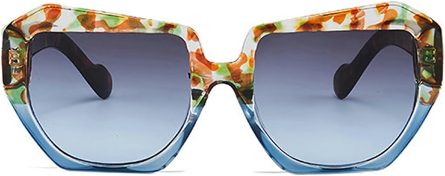 

Willochra — большие квадратные солнцезащитные очки неправильной формы, стильные градиентные очки для активного отдыха на открытом воздухе для женщин, модные разноцветные очки, Blue Leopard