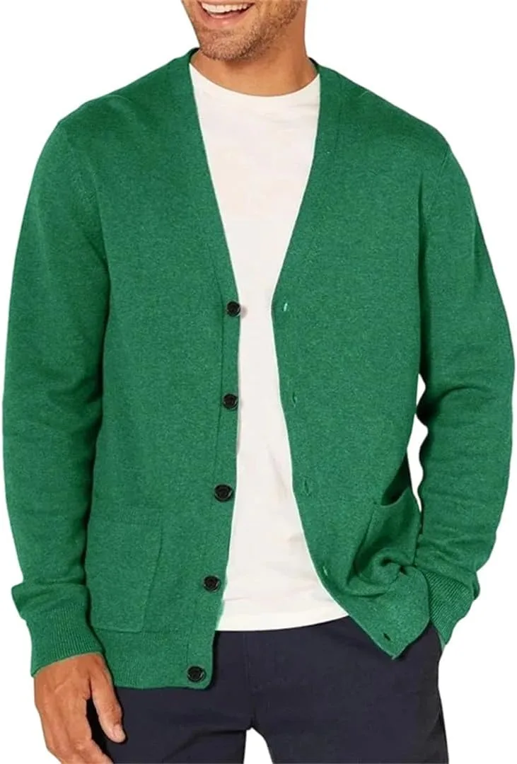 

Мужской кардиган с V-образным вырезом из шерстяной смеси