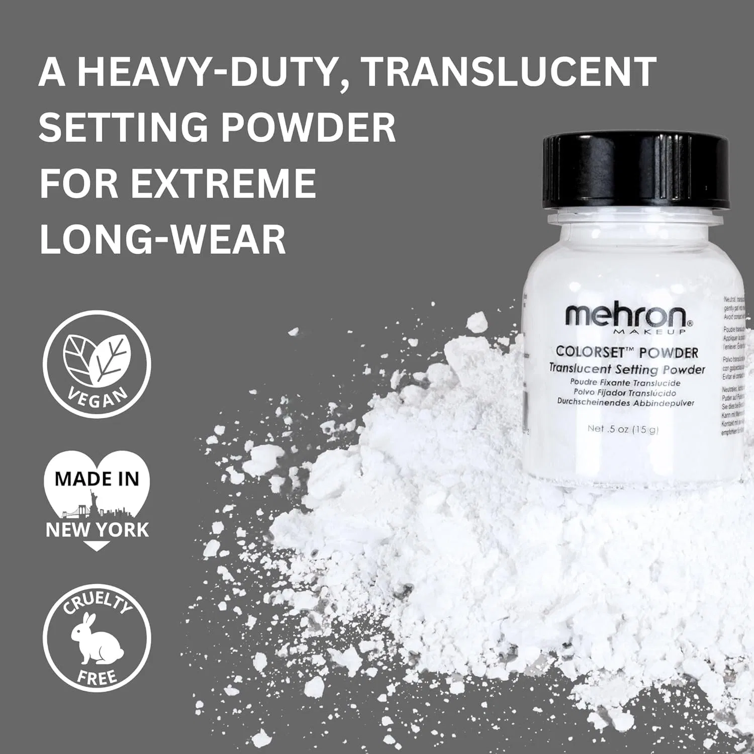 Профессиональная фиксирующая пудра «Colorset Powder» от Mehron Mehron, Translucent — фото 2