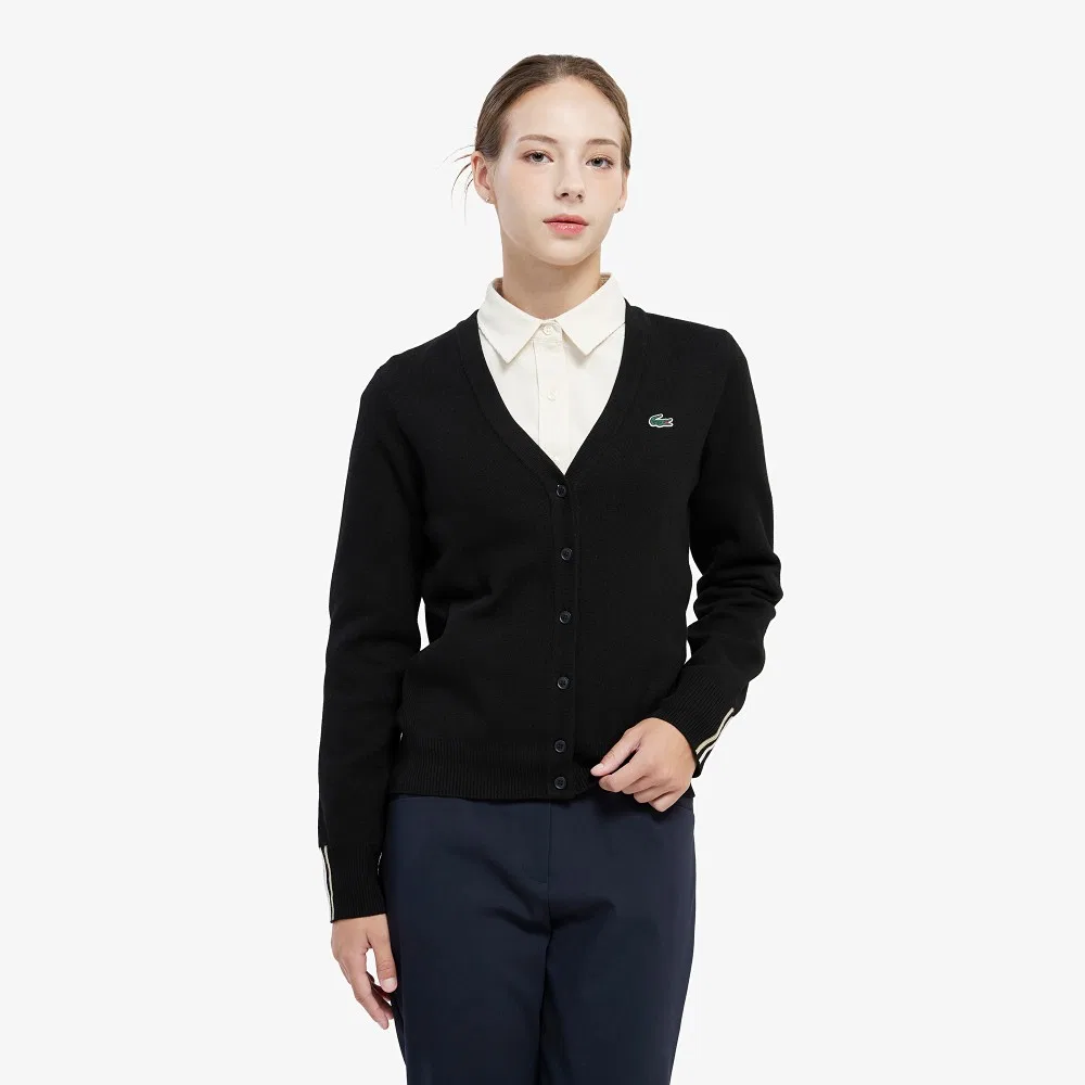 Кардиган Lacoste с цветной отделкой, черный
