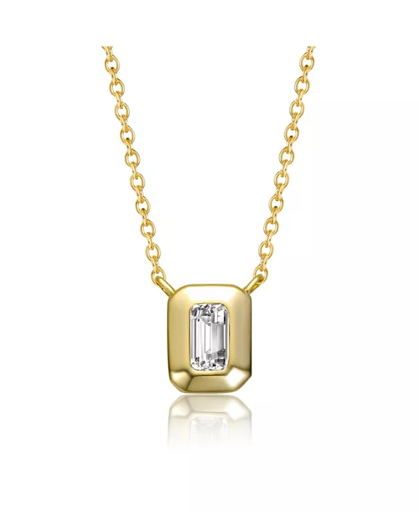 

Ожерелье из стерлингового серебра 14 карат с прямоугольной оправой из кубического циркония зеленой огранки и позолотой Genevive, gold