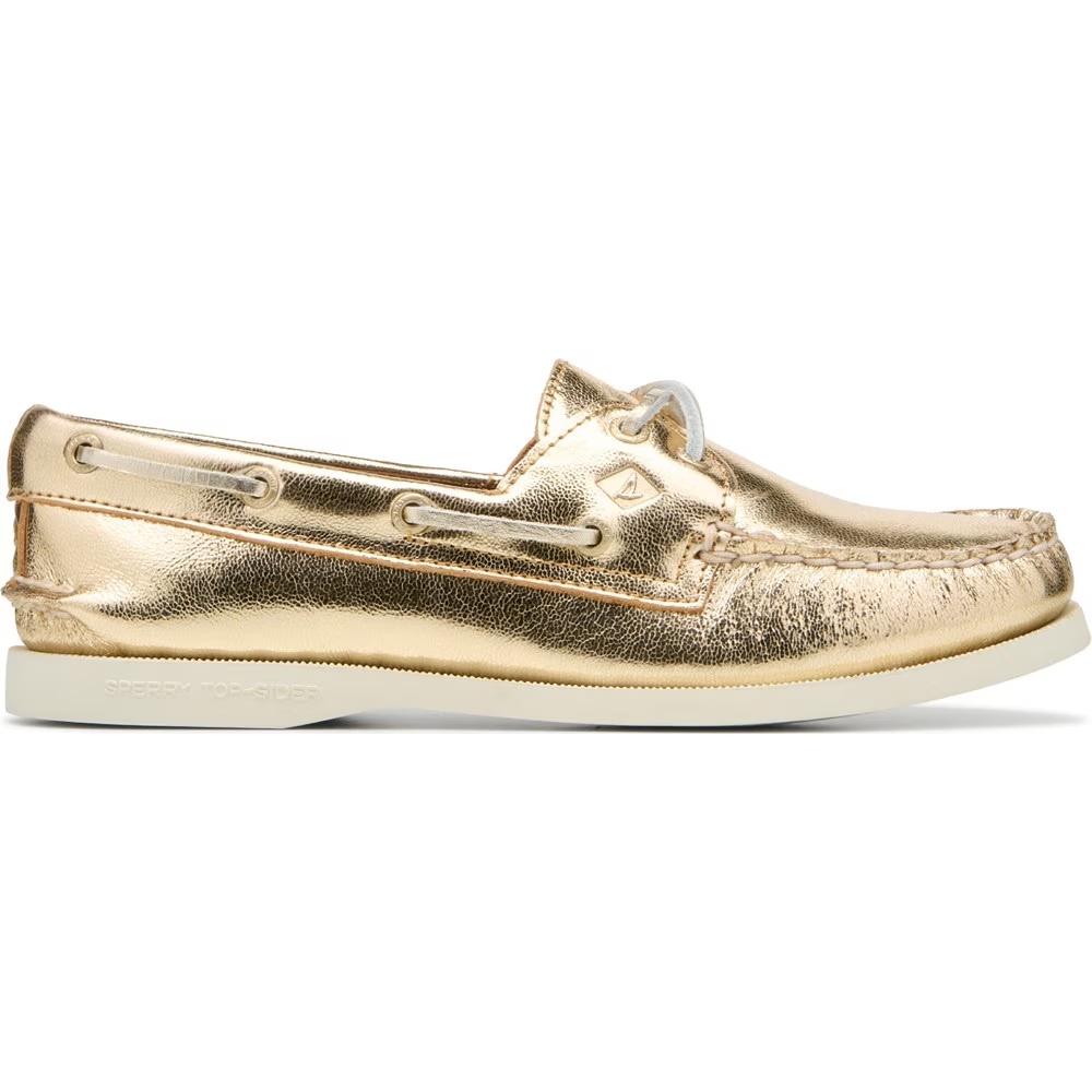 Подлинные оригинальные кожаные туфли-лодочки с двумя люверсами Sperry, золотой — фото 2