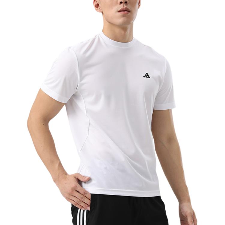 Спортивная футболка с коротким рукавом и круглым вырезом мужская Adidas, белый — фото 4