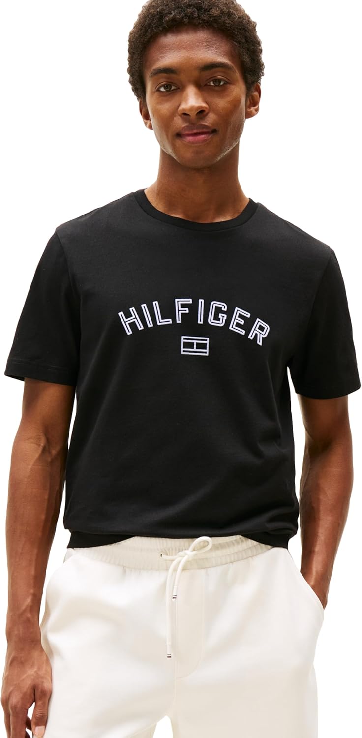 

Мужские хлопковые футболки с короткими рукавами Tommy Hilfiger с графическим логотипом Hilfiger, Black, Черный, Мужские хлопковые футболки с короткими рукавами Tommy Hilfiger с графическим логотипом Hilfiger, Black