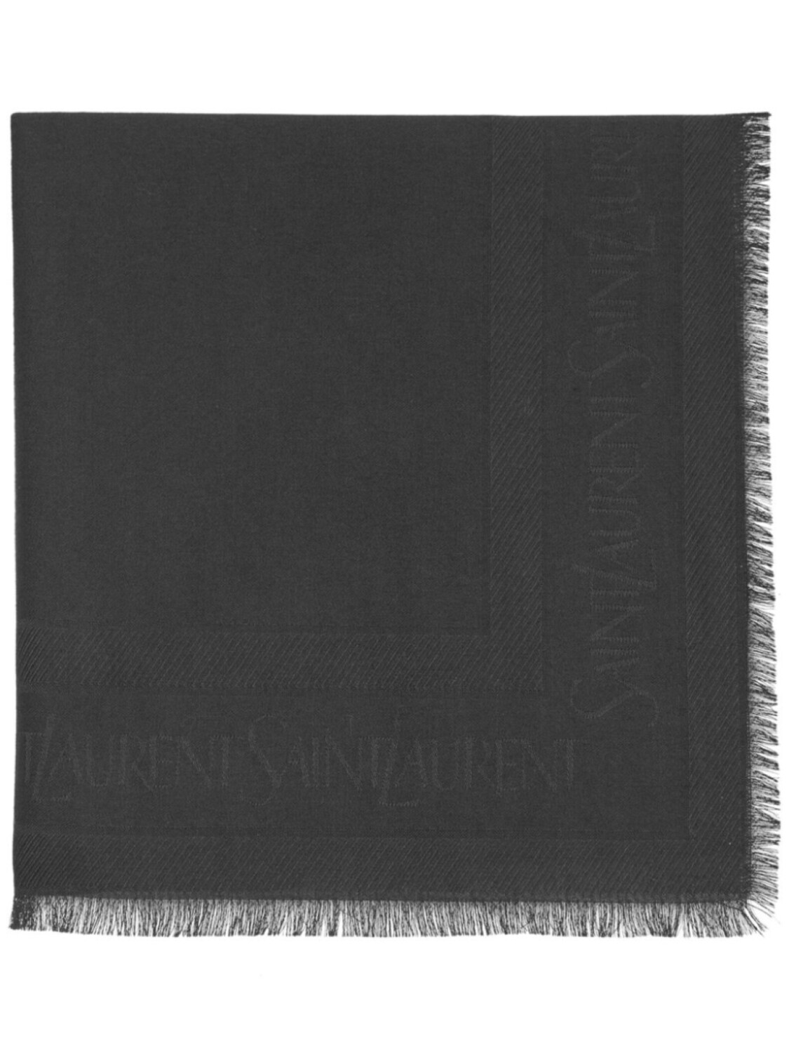 

Saint Laurent жаккардовый шарф с бахромой и логотипом, черный