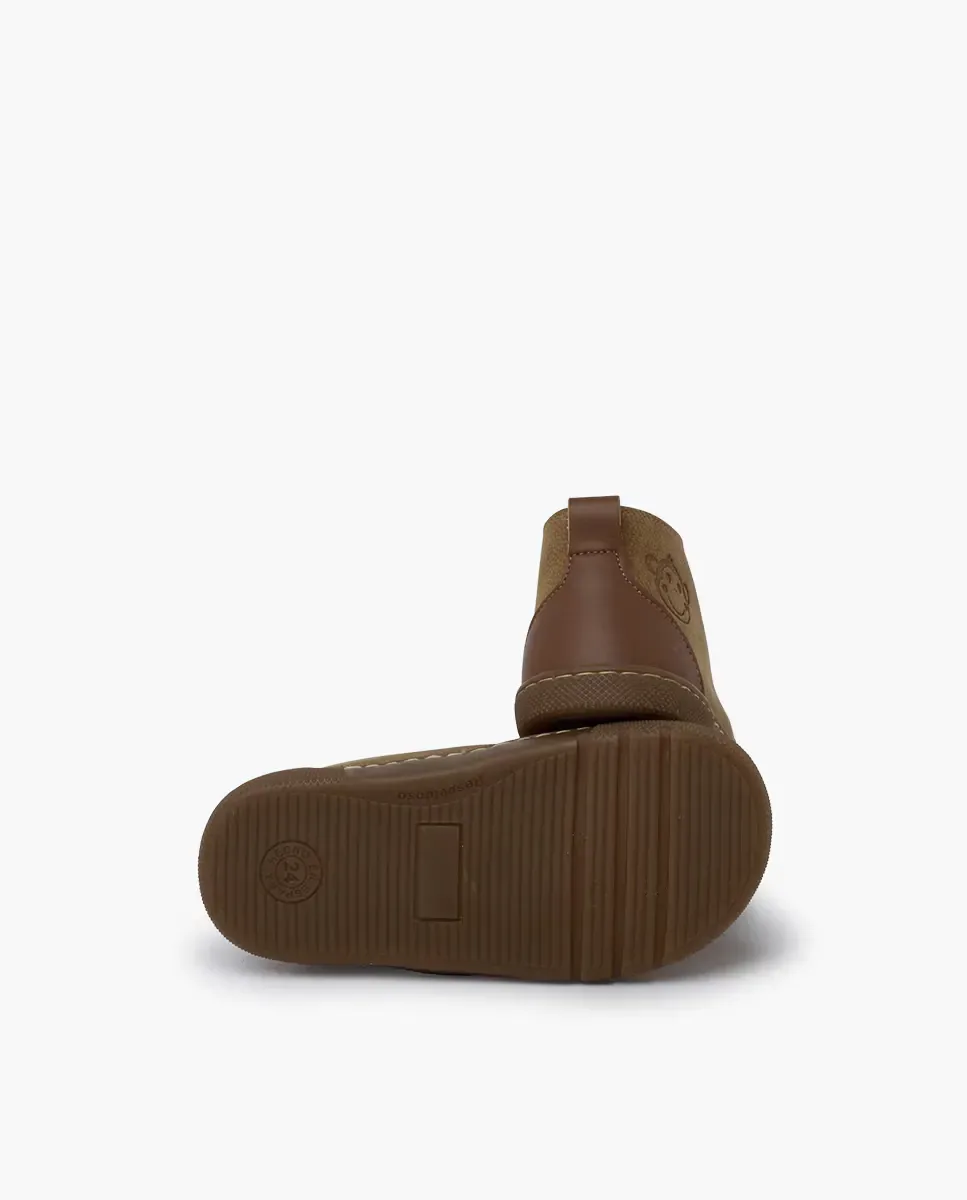 Детские ботинки barefoot на шнурках с кожаной пяткой Pisamonas, Camel — фото 3