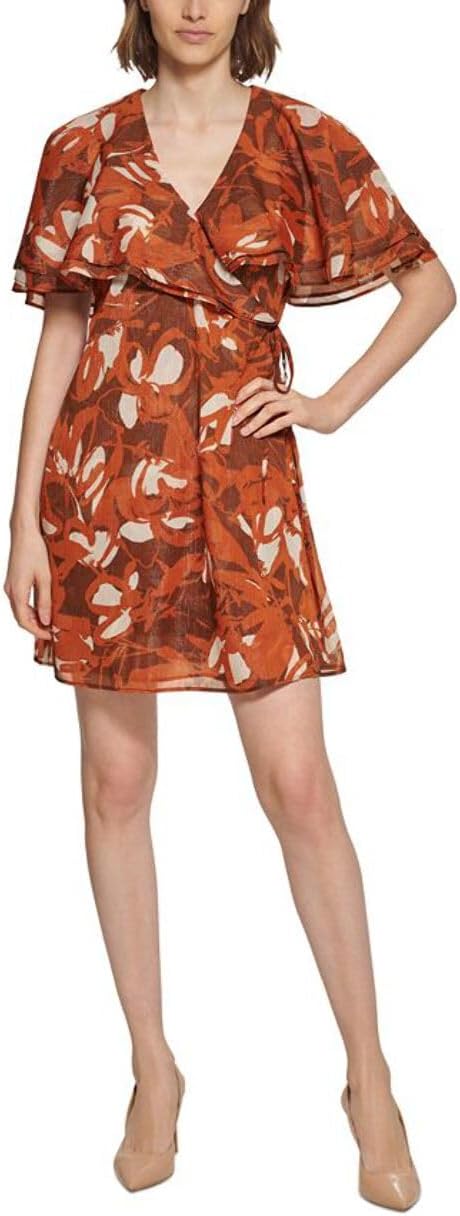 

Короткое платье с завязкой на талии от Calvin Klein, Earth Multi