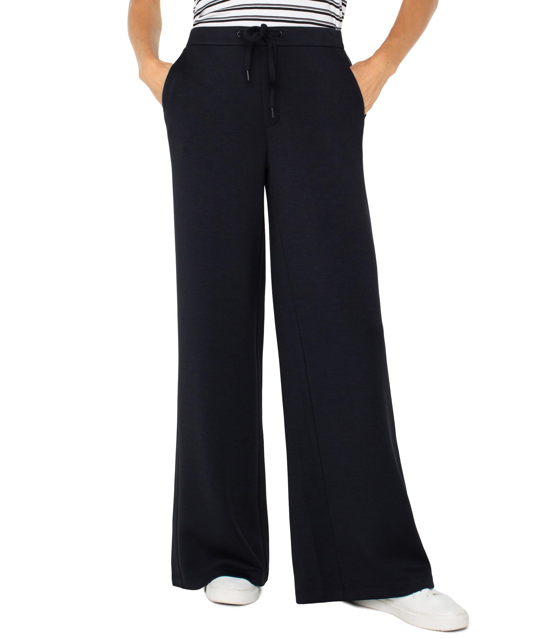 

Брюки Liverpool Los Angeles Plush Comfort Knit Pull On Wide Leg Crop Trouser, черный