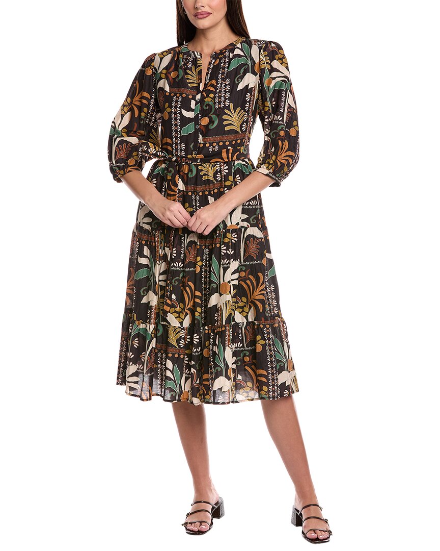 

Многослойное миди-платье из смесового шелка Velvet by Graham & Spencer, черный