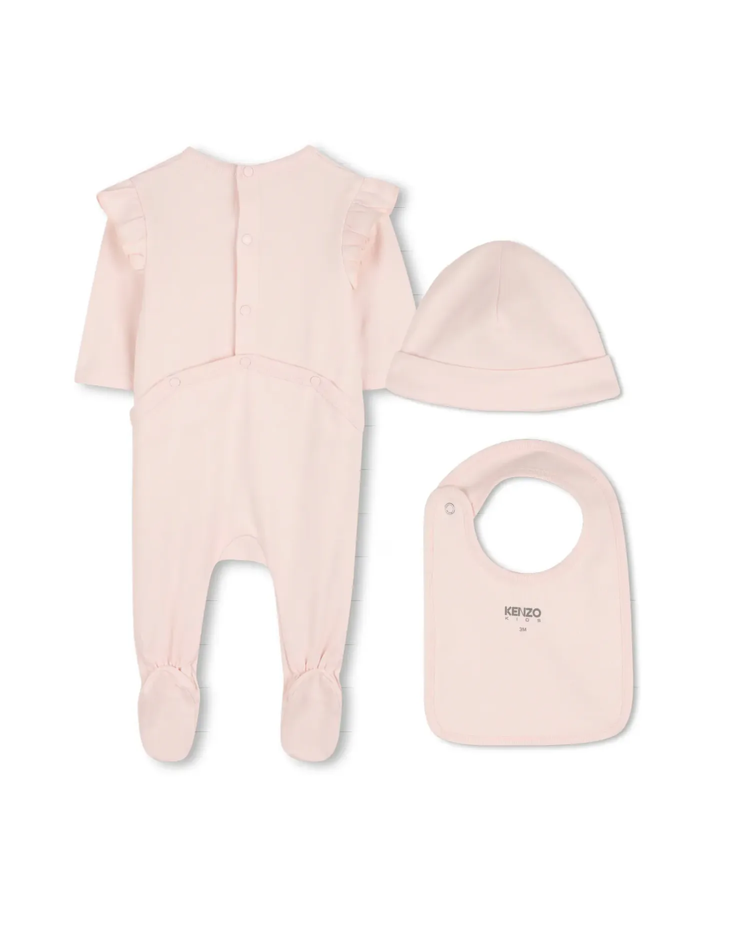 Комплект для девочки младенца с длинным рукавом и рисунком из хлопка Kenzo Kids, Natural — фото 3