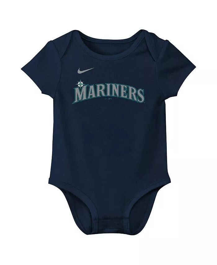 Боди для новорожденных мальчиков и девочек Julio Rodríguez Navy Seattle Mariners Fuse с именем и номером Nike — фото 2