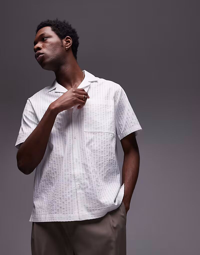 

Футболка Topman с текстурированной полоской белого цвета
