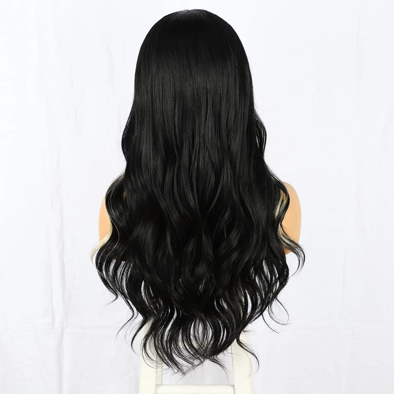 Черный парик Sapphirewigs Lace Front с мелированием, синтетический, волнистый, 13 x 3 Sapphirewigs, Black/613 Blonde — фото 3