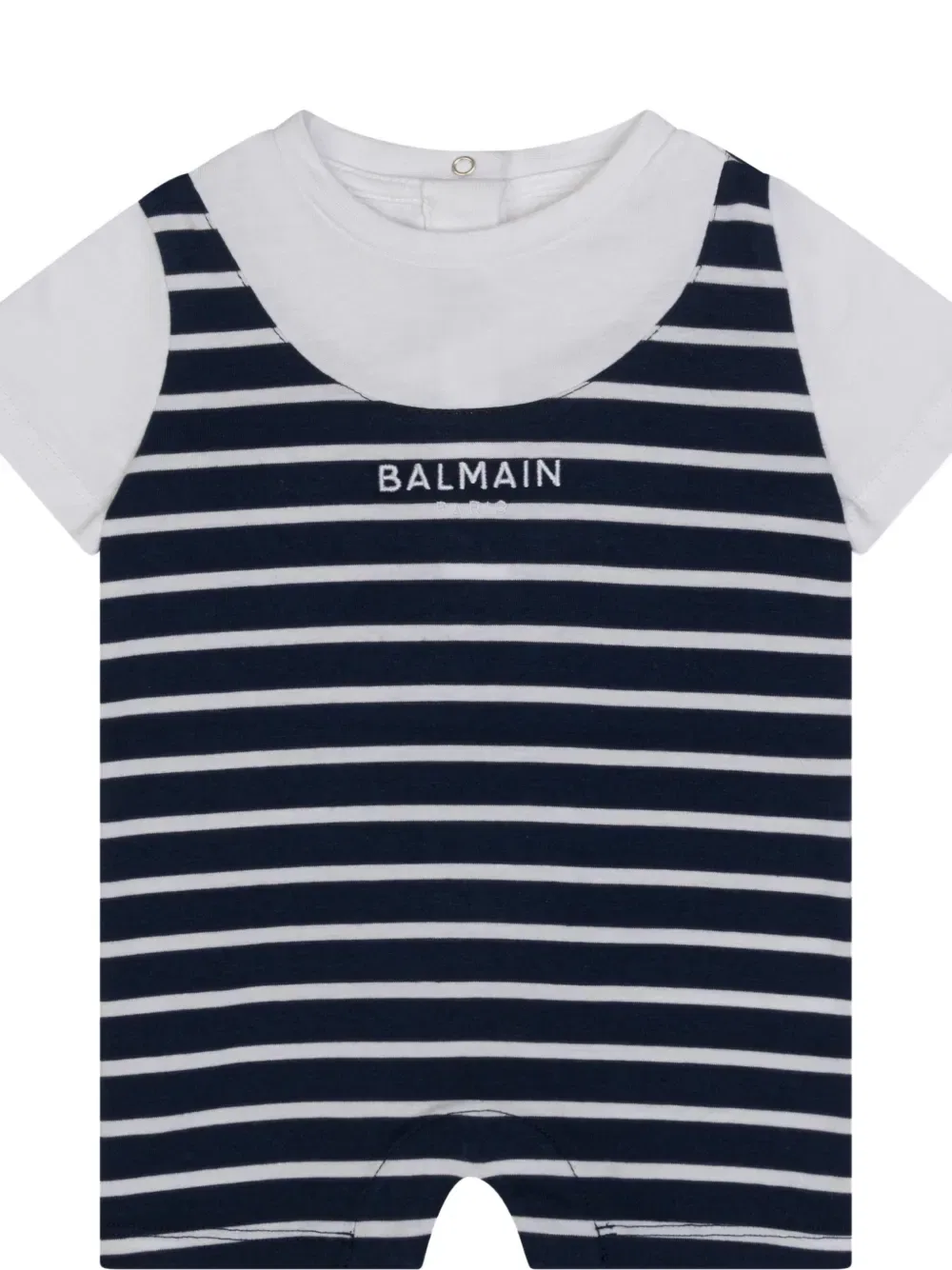 Полосатый детский комбинезон Balmain Kids, белый — фото 2