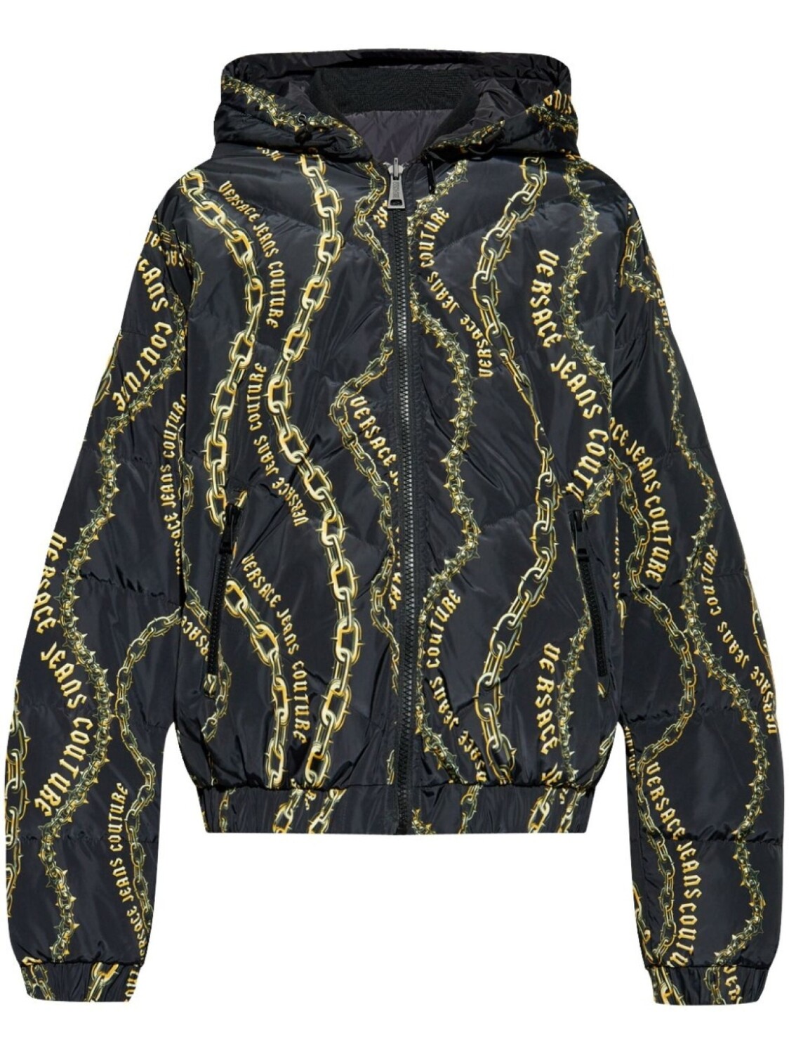 

Versace Jeans Couture двусторонняя куртка с капюшоном и принтом «цепочка», черный