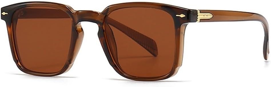 

Ретро классические квадратные солнцезащитные очки для женщин с защитой от УФ-излучения UV400, модные мужские солнцезащитные очки с заклепками и градиентным переходом цвета SKFGNX, Brown Tea