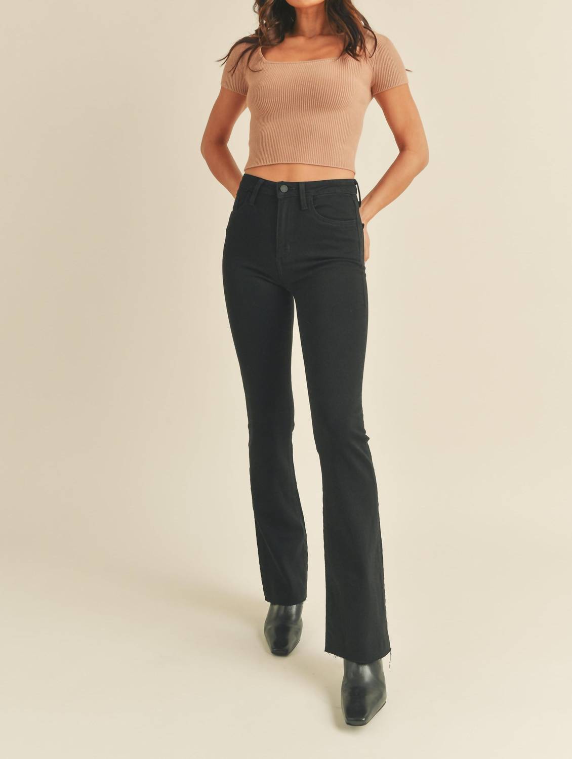 

Джинсы Bootcut средней посадки Slim черного цвета JUST BLACK DENIM
