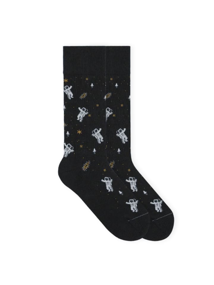 

Von Jungfeld Носки с узором и изображением космонавта, черного цвета