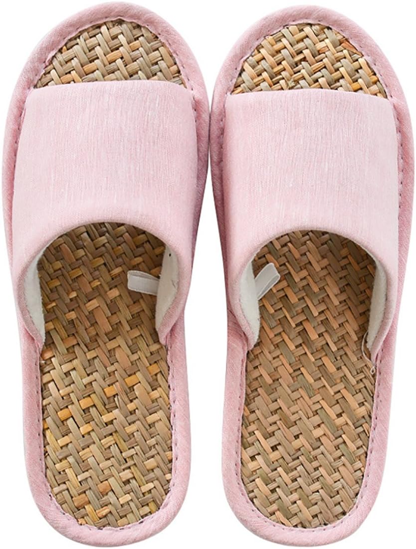 

Домашние тапочки MAGILONA для женщин и мужчин, универсальные, стираемые, из хлопка, с открытым носком, для дома, мягкие льняные, с нескользящей подошвой, розовый